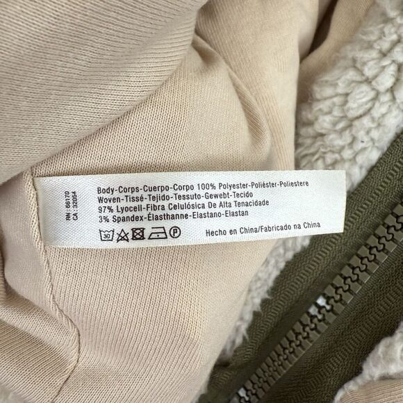 Free People Movement Jacket Women S Sherpa Fleece Full Zip Oversized Cream Green - Picture 12 of 16